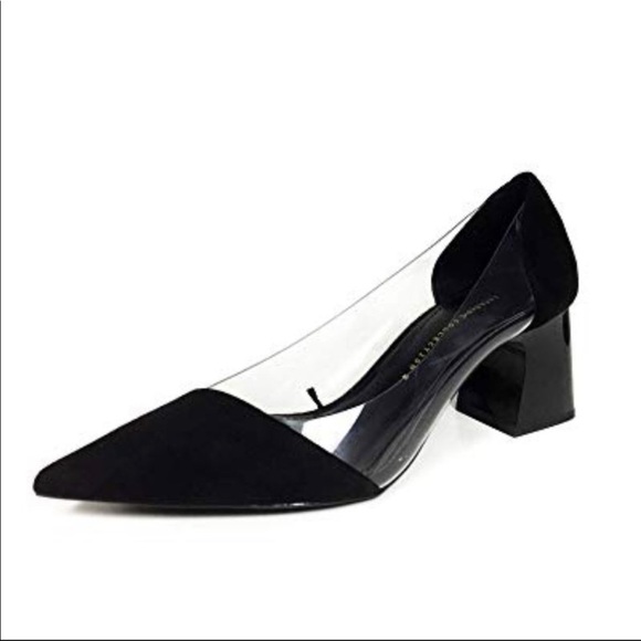 zara black vinyl heels
